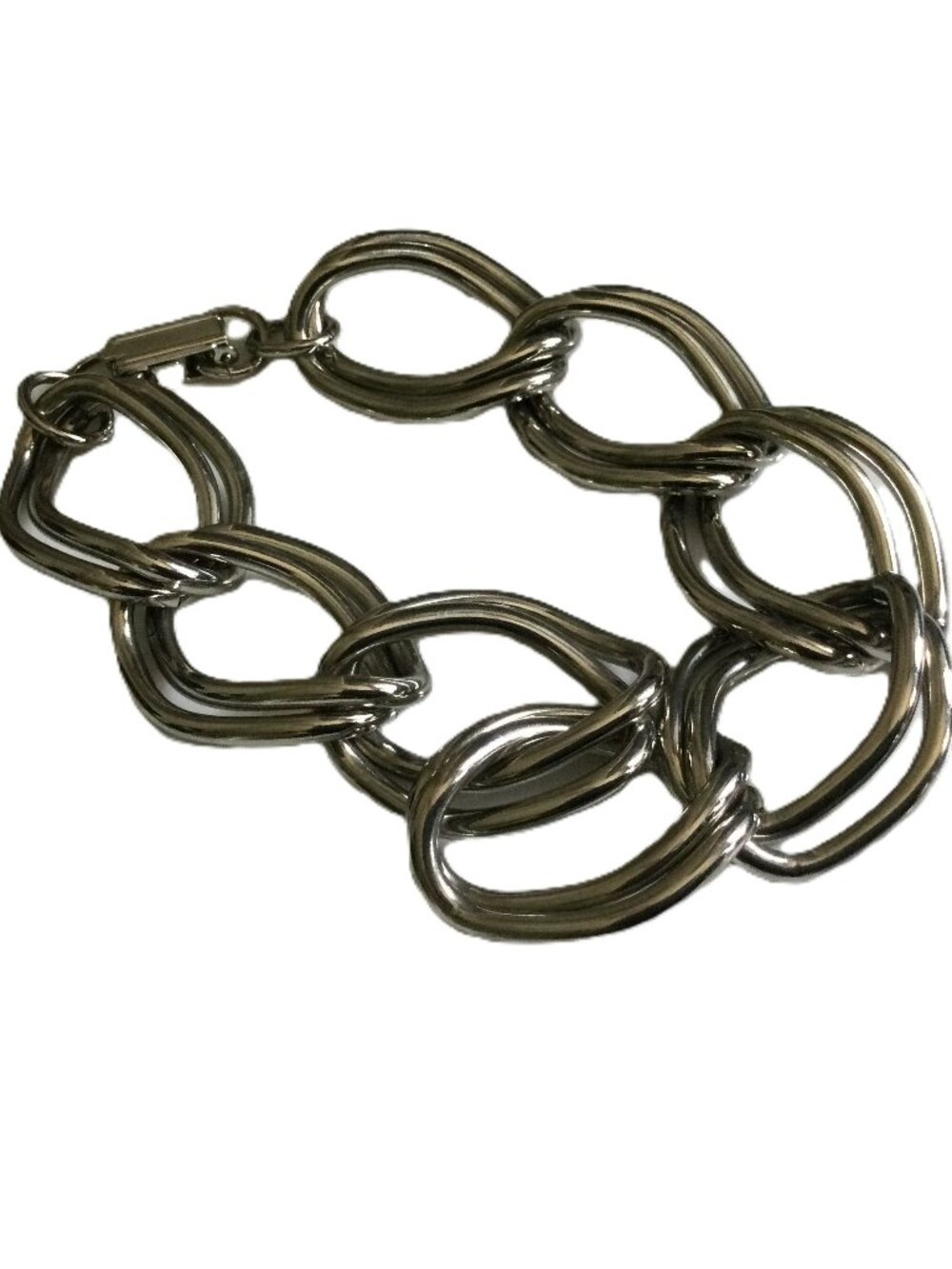 Vintage 8" Silver Tone Chain Bracelet Double Links Chunky Heavy 1.8 ounces